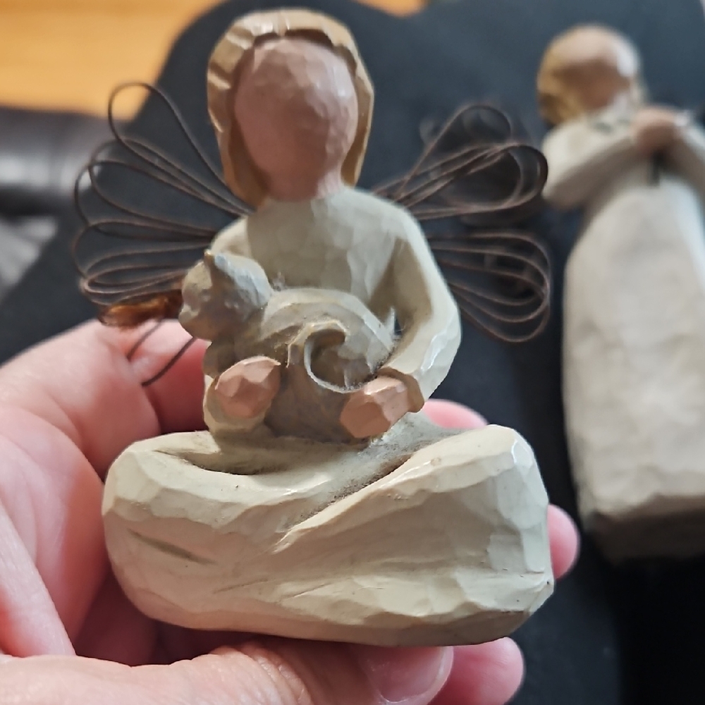 Willow Tree Angel with Cat in Earthy Tones